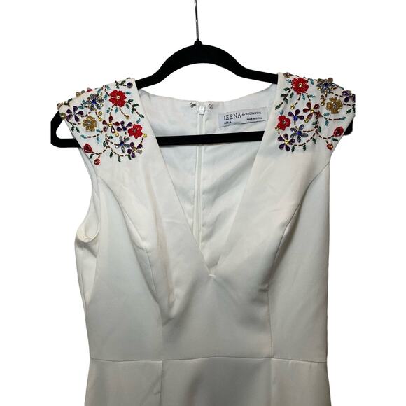 Mac Duggal / Beaded Cap Sleeve V Neck A Line Gown / Boho Formal Event Maxi Dress - Picture 6 of 6